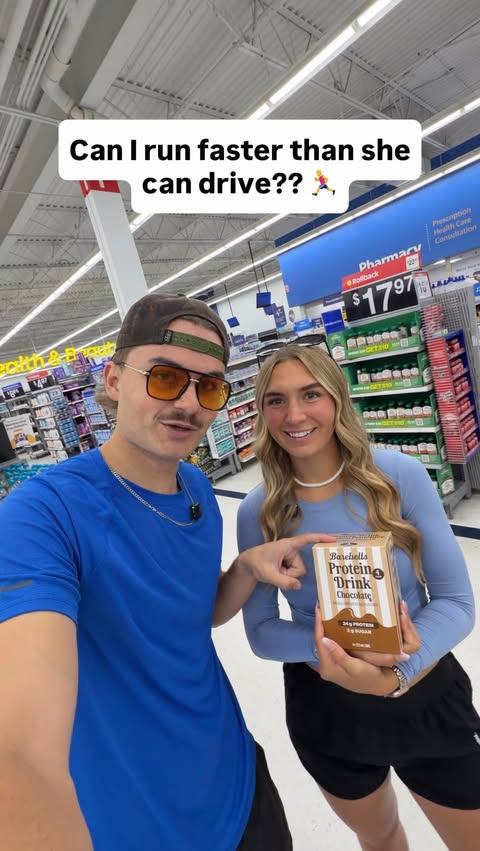 Instagram post by @seanxwalker for Barebells Functional Foods. Caption reads: Can I run faster than my Fiancée can drive?? We....