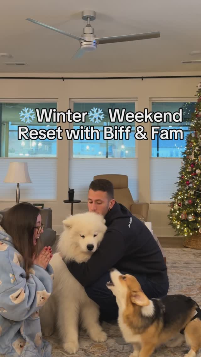 Instagram post by @biffthesamoyed for Natural Dog Company. Caption reads: Biff’s weekend reset, winter edition❄️

This....