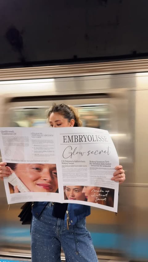 Instagram post by @nurgulvarol for Embryolisse. Caption reads: Next stop: the Embryolisse glow✨ #reklam.