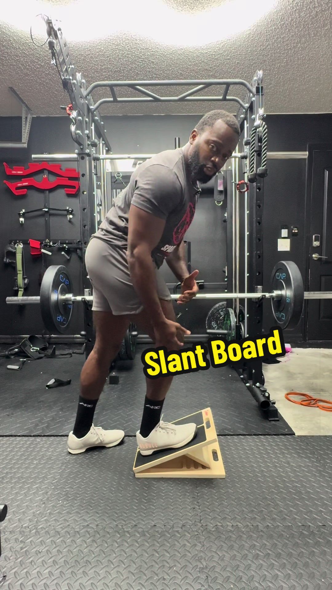 TikTok post by @fitmike007 for Sunny Health & Fitness. Caption reads: @SunnyHealthFitness #slantboard #anklemobility....