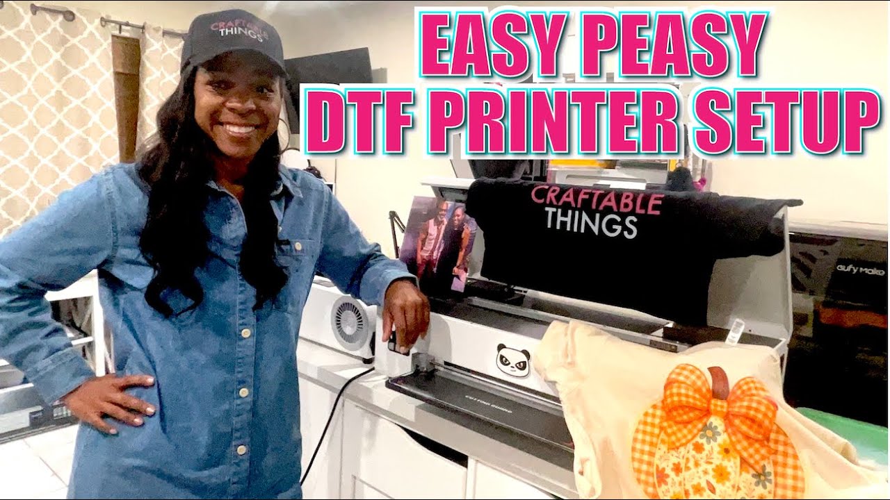 YouTube post by @CraftableThings for Ricoma. Caption reads: THE EASIEST DTF PRINTER SETUP  | PROCOLORED K13....