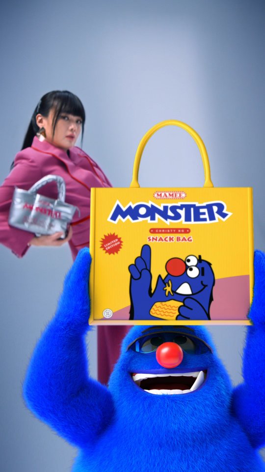 Instagram post by @christyemilylove for Christy Ng. Caption reads: Kolaborasi Mamee Monster x Christy Ng kini tiba!....