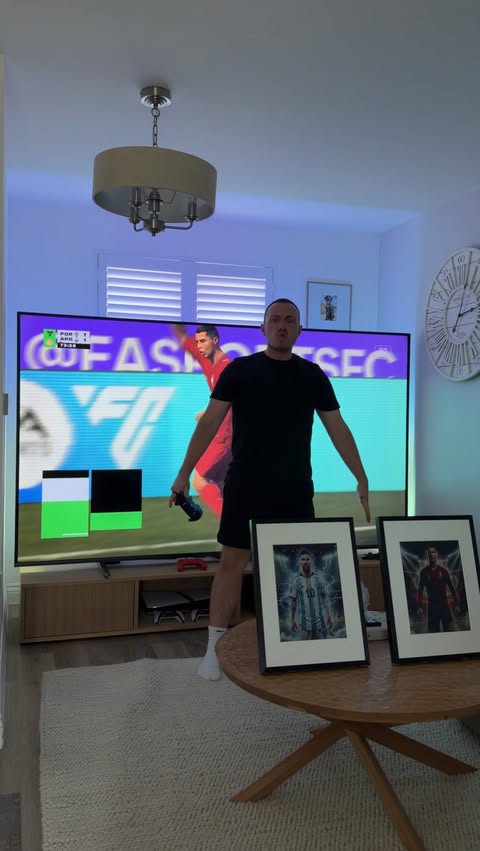 Instagram post by @developeradam for SwitchBot. Caption reads: TEAM MESSI OR RONALDO?!! SwitchBot sent me these....