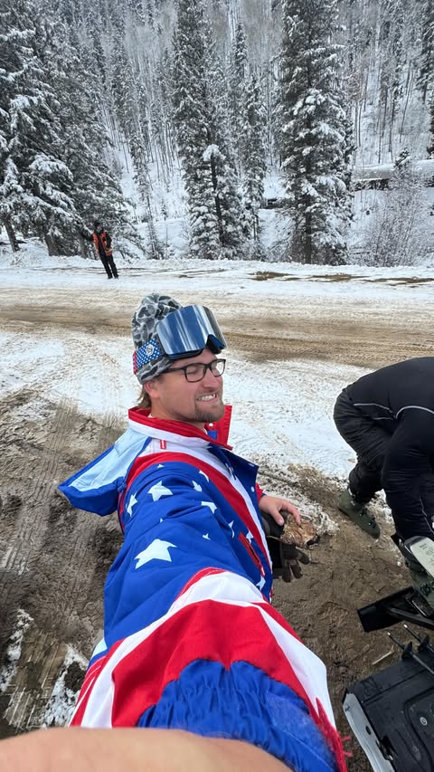 Instagram post by @cadenmcdonald for Tipsy Elves. Caption reads: [...] respect to the olympians😂😭 Suit is....