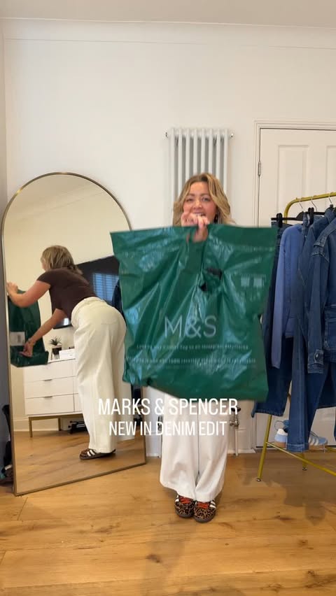 Instagram post by @suzie_mcb_x for Marks and Spencer. Caption reads: The NEW IN @marksandspencerstyle denim edit is....