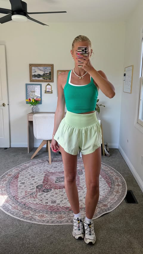 Instagram post by @lily.magss for FP Movement. Caption reads: [...] activewear outfit ideas try on 🍉✨....