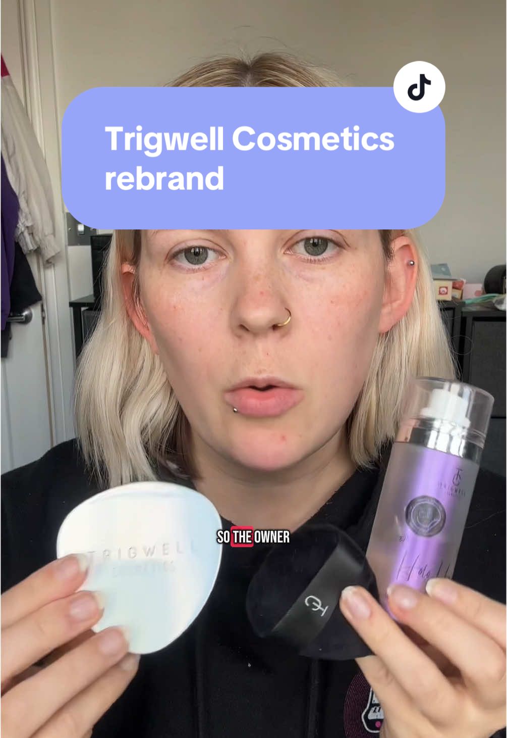 TikTok post by @honestphoebe for Trigwell Cosmetics. Caption reads: Support @Trigwell Cosmetics 💞 I’m only linking....