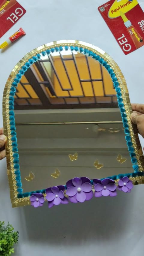 Instagram post by @gourabartcraft for Fevikwik. Caption reads: DIY Mirror Makeover with the help of Fevikwik Gel....