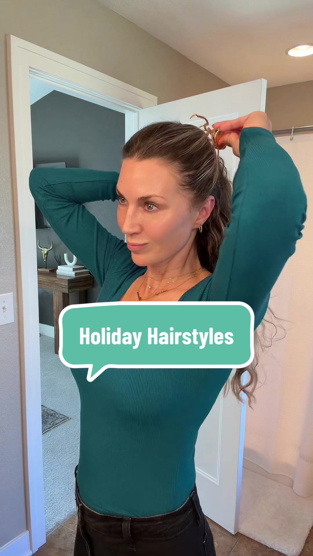 TikTok post by @ladyandredstyle for TYMO Beauty. Caption reads: What is your fav?? @TYMO BEAUTY US #holidayhair....