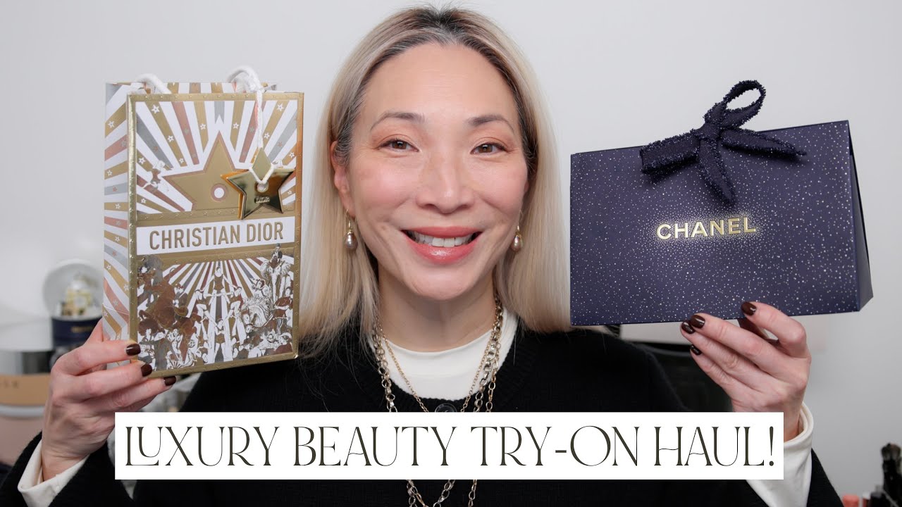 YouTube post by @TheMicheleWang for BK Beauty. Caption reads: LUXURY BEAUTY TRY-ON HAUL! Chanel | Dior |....