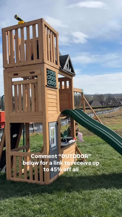 Instagram post by @morganreneemcintyre for KidKraft. Caption reads: [...] outside all day, this @kidkrafttoys swingset....