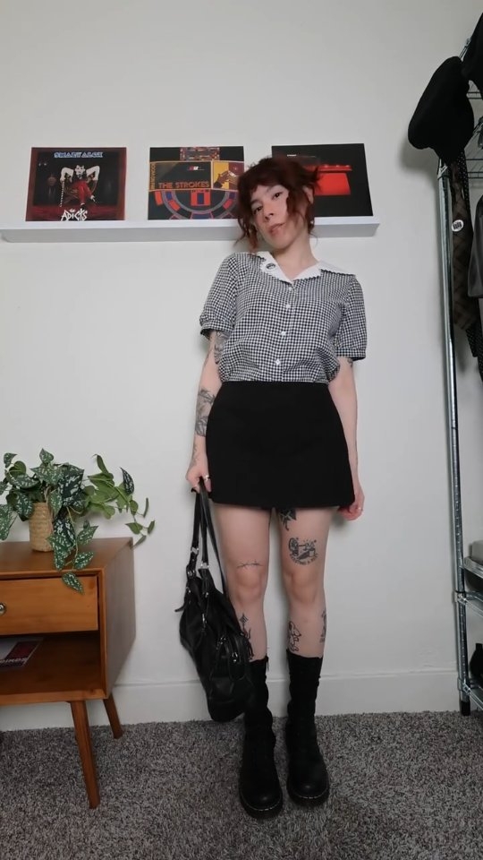 Instagram post by @thrift.rat for Princess Polly. Caption reads: mary janes or doc's .ᐣ.ᐟ

Top (thrifted)
Skort....