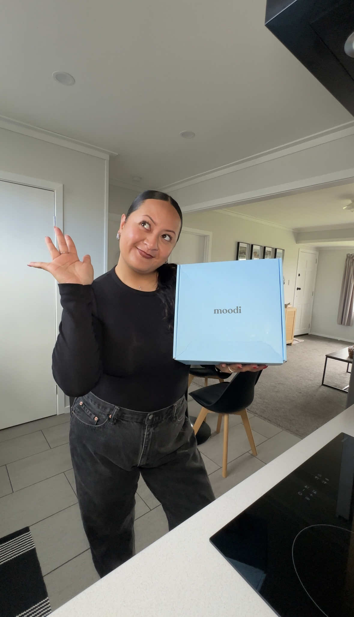 TikTok post by @itslahainasolomon for Moodi Blends. Caption reads: You've seen it everywhere (I know you have 👀),....