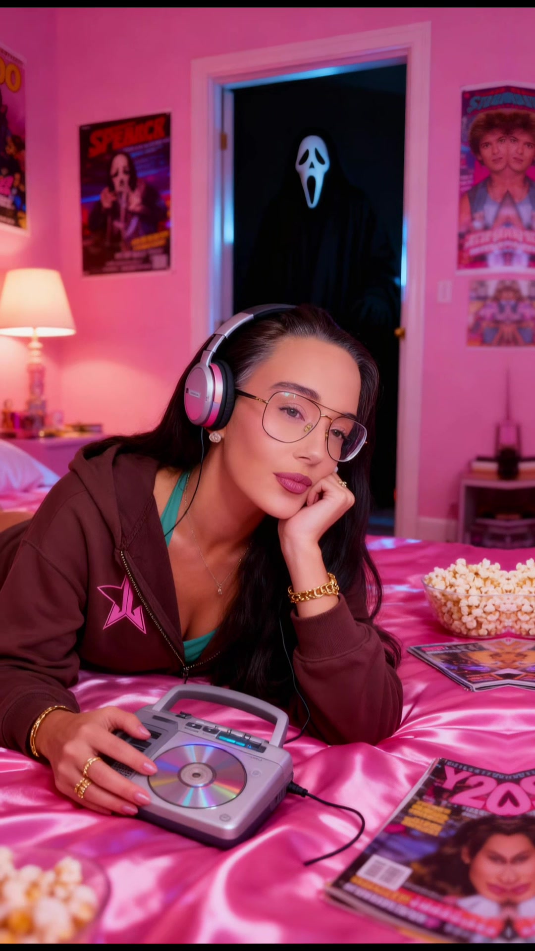 TikTok post by @bobbin_around for Jeffree Star Cosmetics. Caption reads: @Jeffree Star Cosmetics meets Ghostface 👻🔪  .