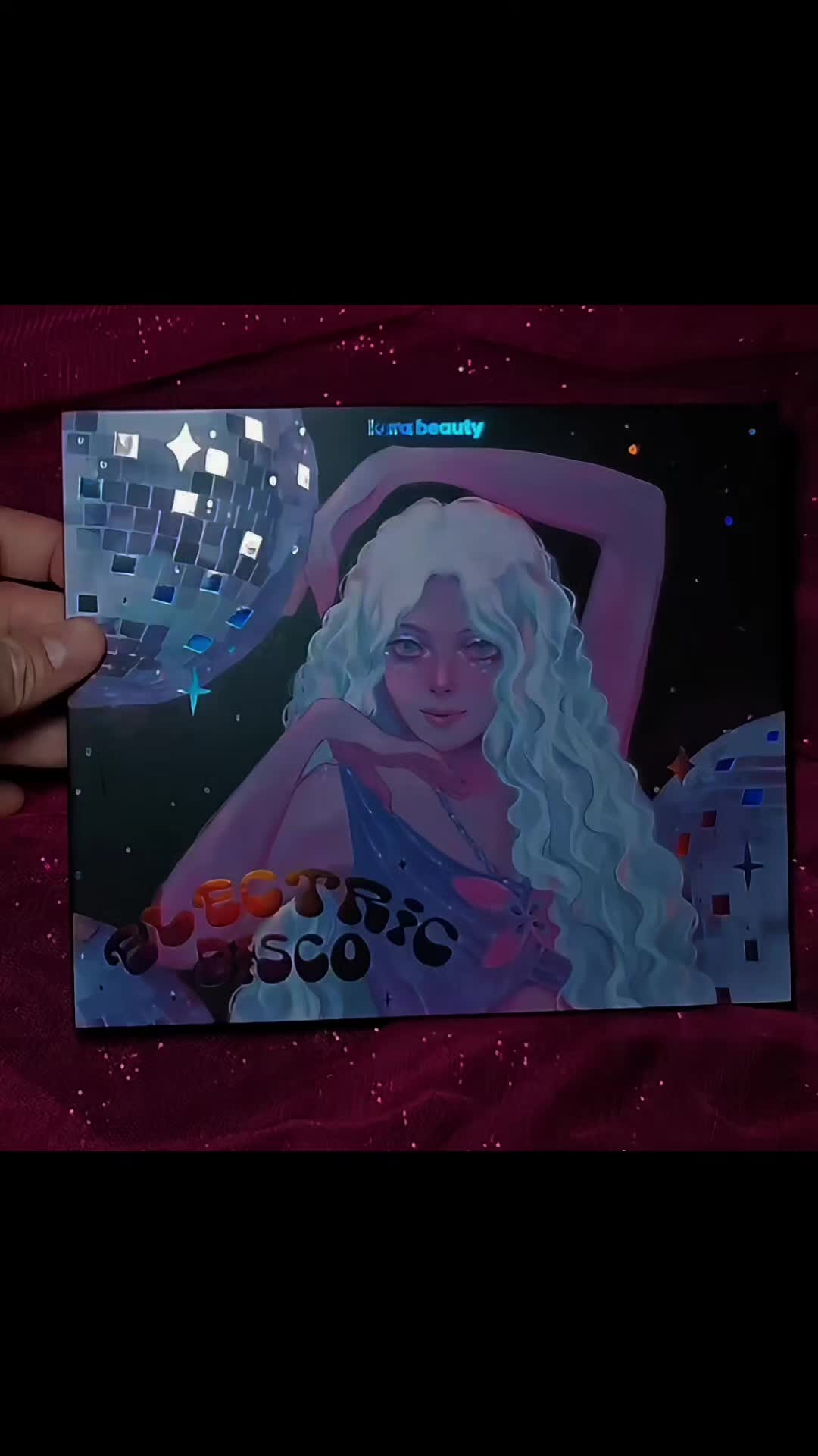 TikTok post by @dollriot_ for Kara Beauty. Caption reads: electric disco pallette 💓💓💓💓by @Kara Beauty....