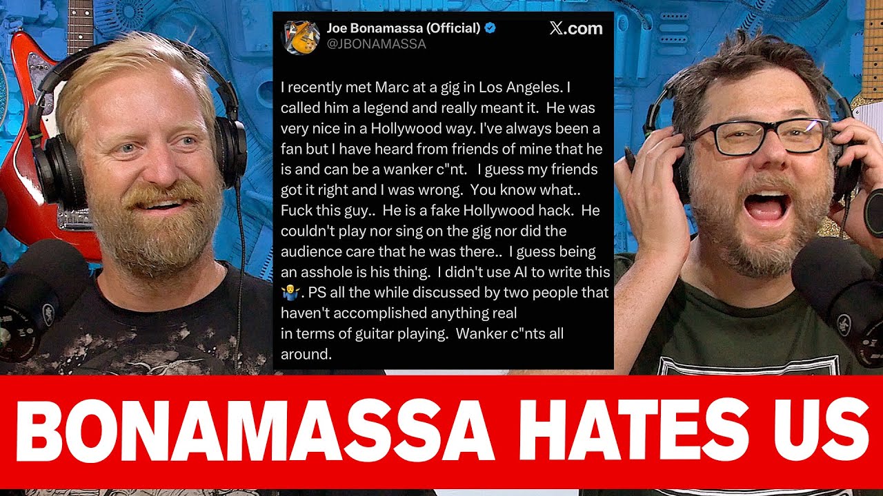 YouTube post by @60CycleHumcast for Stringjoy. Caption reads: "WANKER C"NTS ALL AROUND" - Did we give Joe....