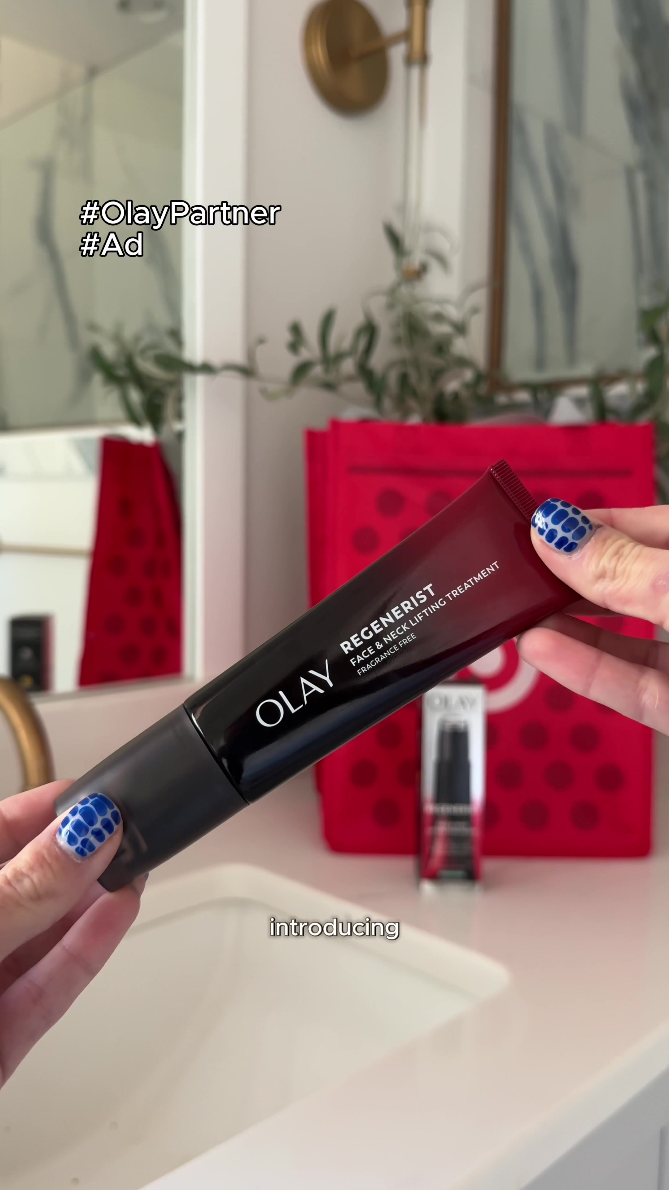 TikTok post by @bradylockerby for OLAY. Caption reads: #OlayPartner #Ad No slumping here! Reading, or....
