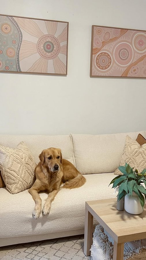 Instagram post by @jessienorbz for Koala. Caption reads: building the PERFECT sofa bed for my friends to....