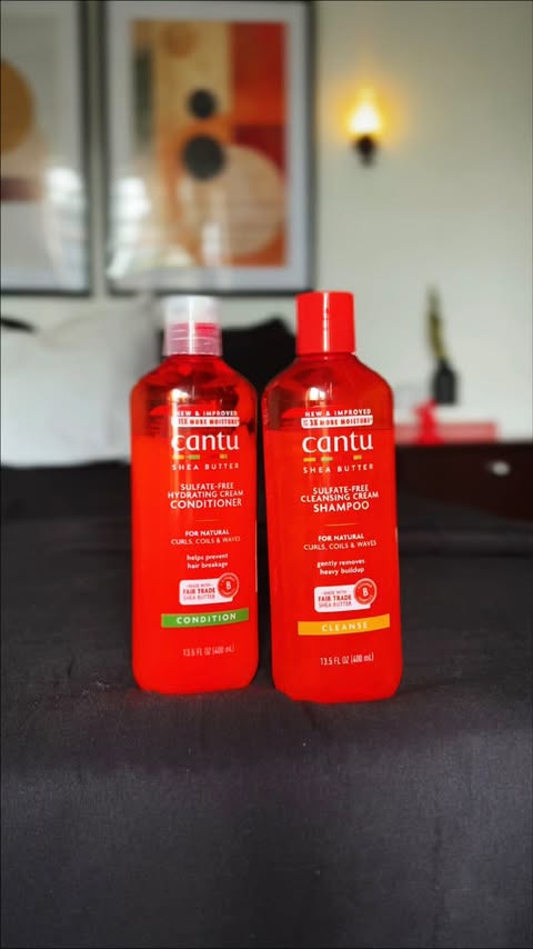 Instagram post by @kemapia for Cantu Beauty. Caption reads: [...] with a simplified wash day routine....