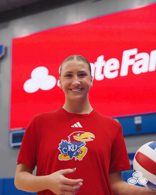 Instagram post by @kuvolleyball for State Farm. Caption reads: It’s time to go Baseline to Baseline with....