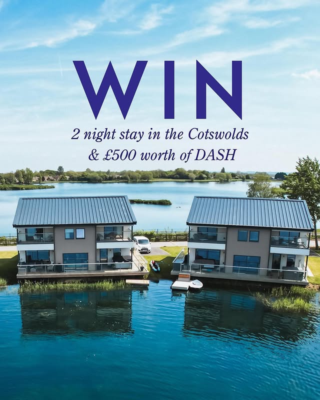 Instagram post by @behere.stays for DASH Water. Caption reads: SUMMER GIVEAWAY 🌞⛵️💦 We've partnered with....