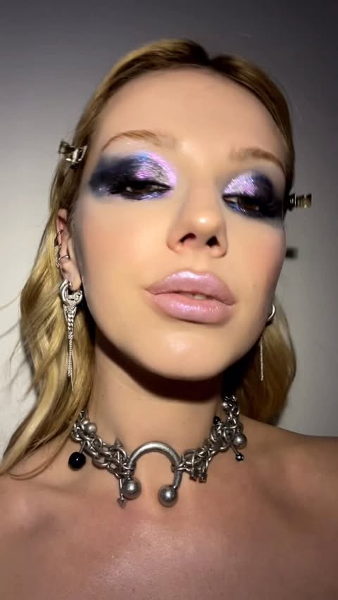 Instagram post by @daniellemarcan for rabanne. Caption reads: ad tried a new eyeliner shape today xoxo #makeup....