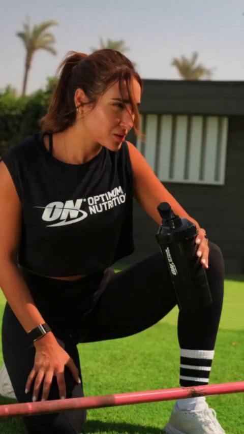 Instagram post by @maya_sarwat for Optimum Nutrition. Caption reads: 🚫Think protein powder is only for men? Think....