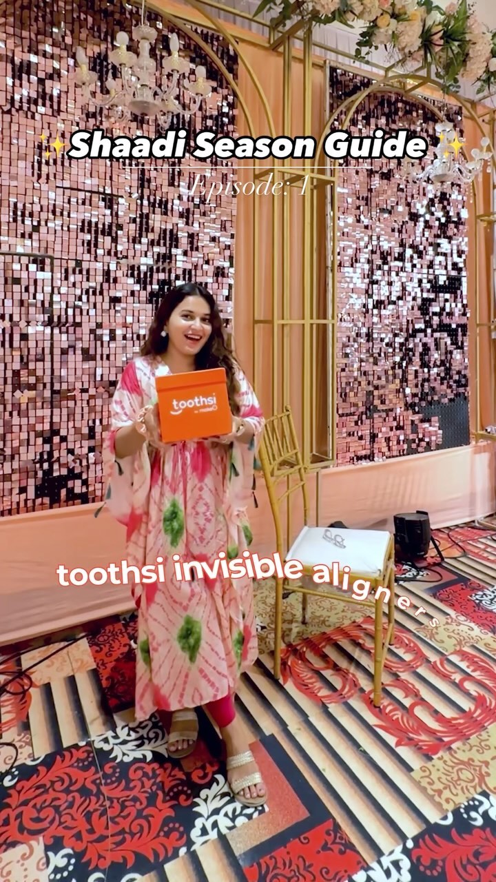 Instagram post by @niyatiidoshi for toothsi by makeO. Caption reads: [...] #toothsiclearaligners #toothsibymakeo #ad....