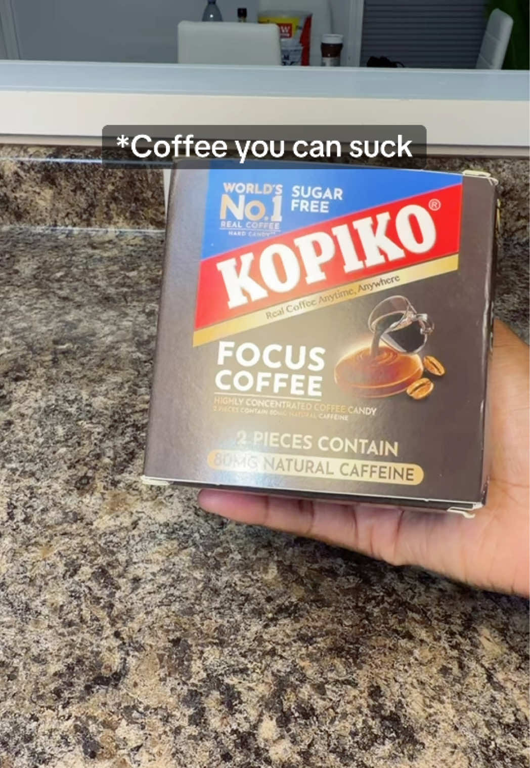 TikTok post by @idaadamz1 for Kopiko USA. Caption reads: #kopiko #focuscoffee #productreview #tiktokshop....