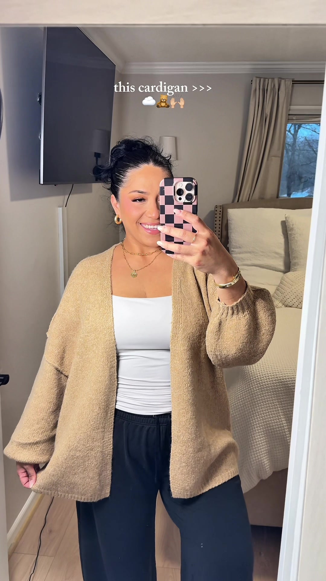 TikTok post by @ccramx_ for PrettyGarden. Caption reads: My favorite cardigan 🙌🏼  wearing the color....