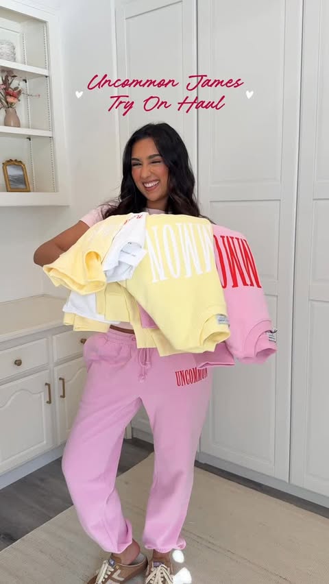 Instagram post by @juliaelisa._ for Uncommon James. Caption reads: @uncommonjames try on haul!💌✨🪩 in love!! Shop....