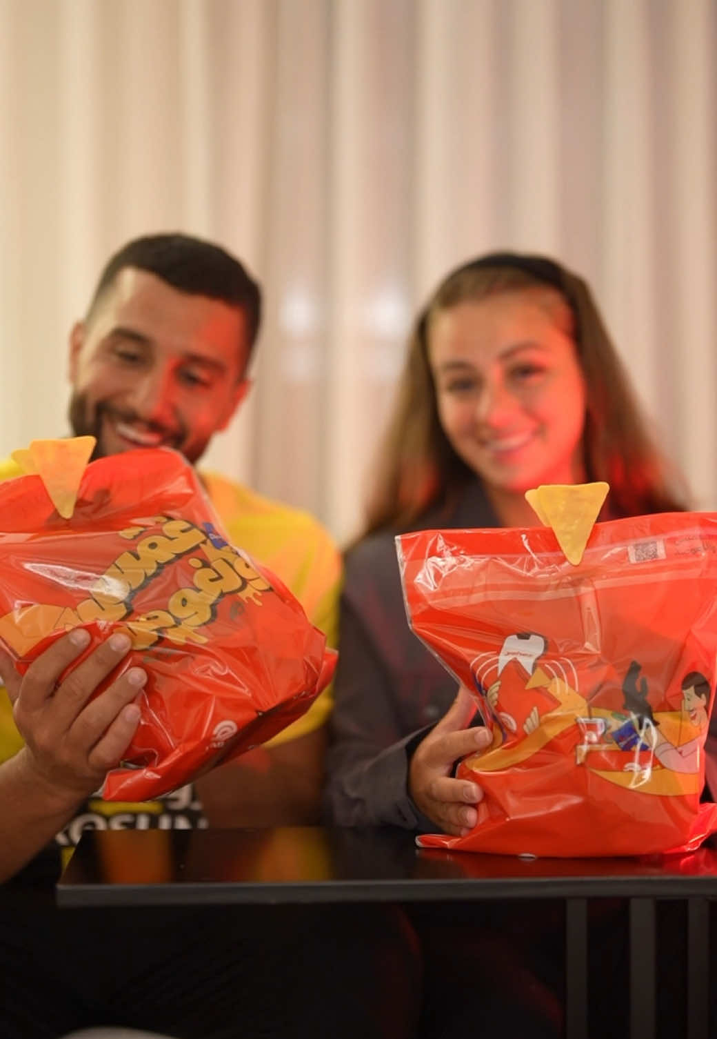 TikTok post by @mohannedandhasna for Doritos. Caption reads: احلى سناك  من هرفي😋 #غمّس_ولغوص  @Doritos....