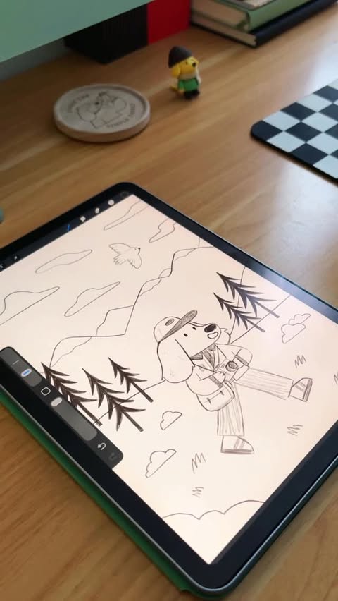 Instagram post by @konistudio for Paperlike. Caption reads: digital sketch with me ✏️ I’m using the @Paperlike....