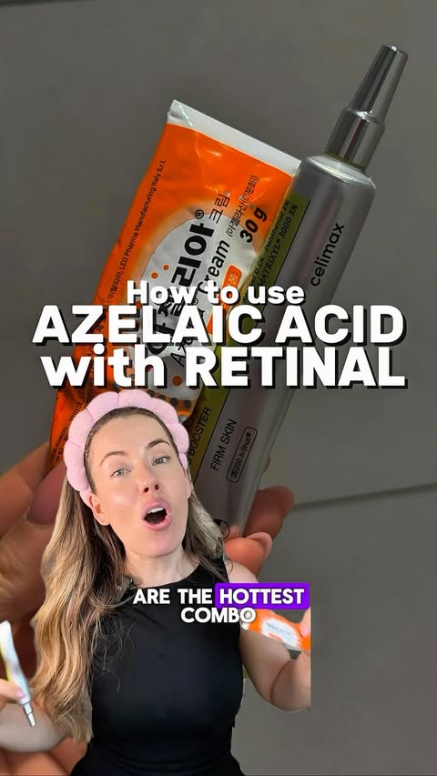 Instagram post by @glowforyourskins for celimax. Caption reads: BEST SKINCARE DUO : Azelaic acid vs Retinoid....