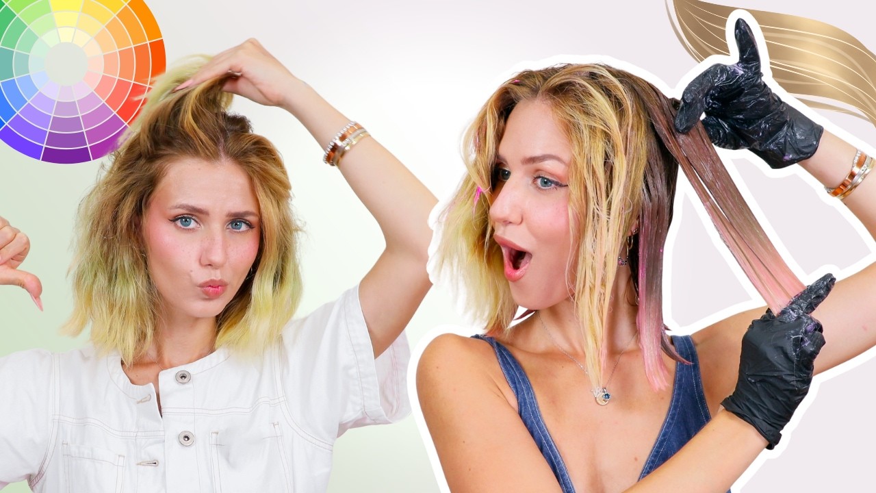 YouTube post by @StellaCini for TTDeye. Caption reads: Fixing my Horrible Green Hair using COLOR THEORY....