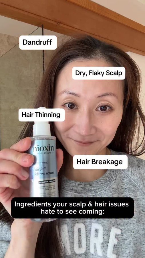 Instagram post by @derm.talk for NIOXIN. Caption reads: Ingredients I love for support scalp health and....