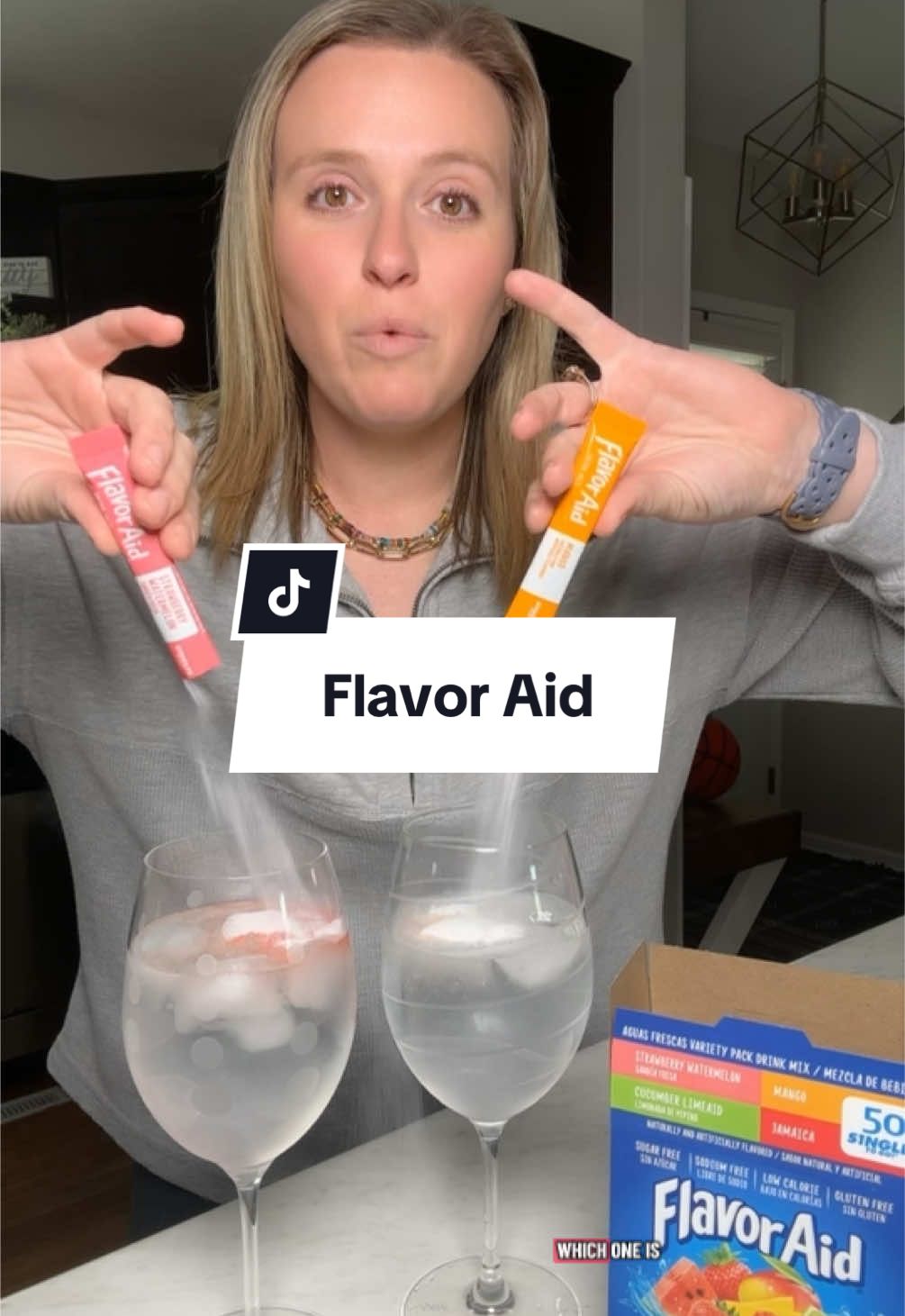 TikTok post by @thedailywith_kaylee for Singles To Go. Caption reads: If you have tried Flavor Aid, which flavor is your....