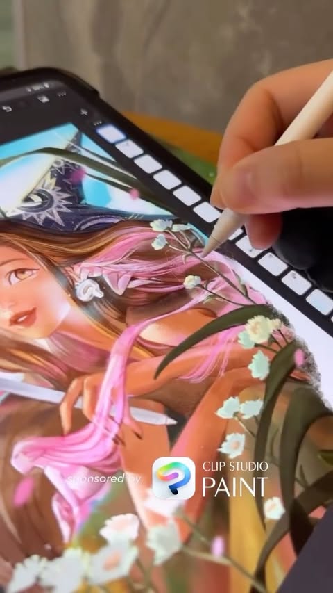 Instagram post by @tingxart for Clip Studio Paint. Caption reads: [...] I enjoyed using while coloring in Clip....