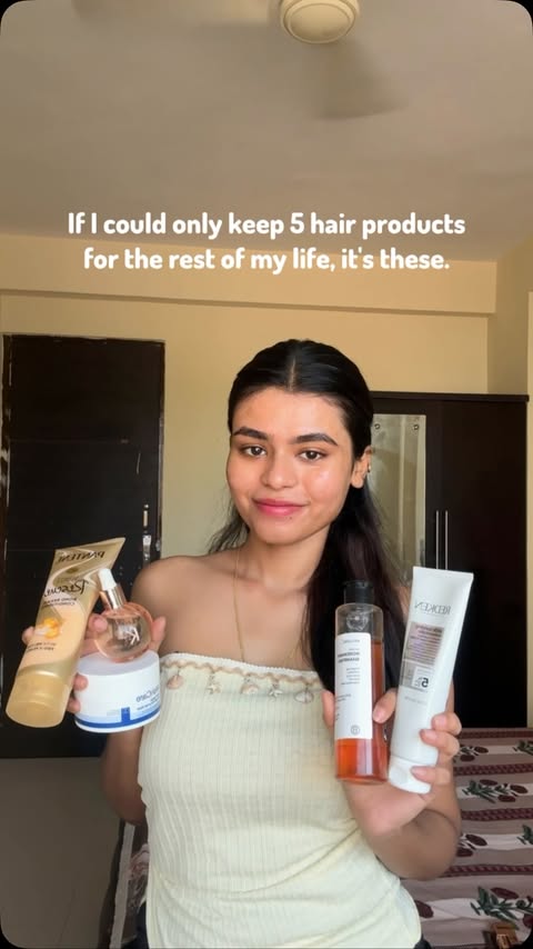 Instagram post by @purviiisingh for Brillare. Caption reads: My ultimate haircare essentials for smooth, shiny....