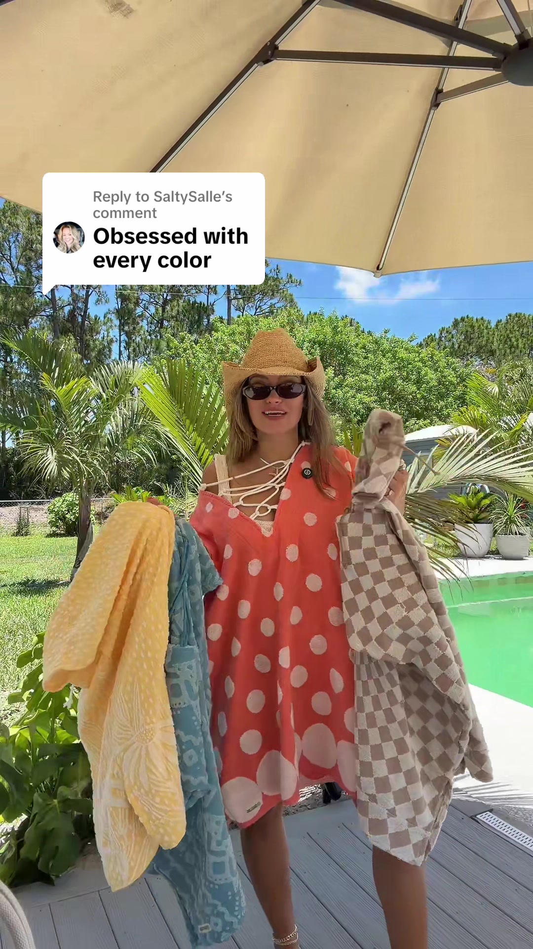 TikTok post by @ashleyorganicedits for Sand Cloud. Caption reads: Replying to @SaltySalle @Sand Cloud....