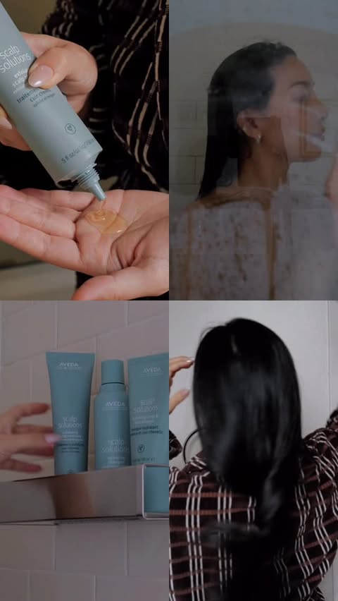 Instagram post by @stephhjelmeseth for Aveda. Caption reads: [...] Exfoliating Scalp Treatment from @Aveda as a....