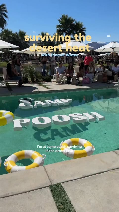 Instagram post by @exoticblendd for Eternal Water. Caption reads: camp poosh + @eternalwater is the perfect combo....