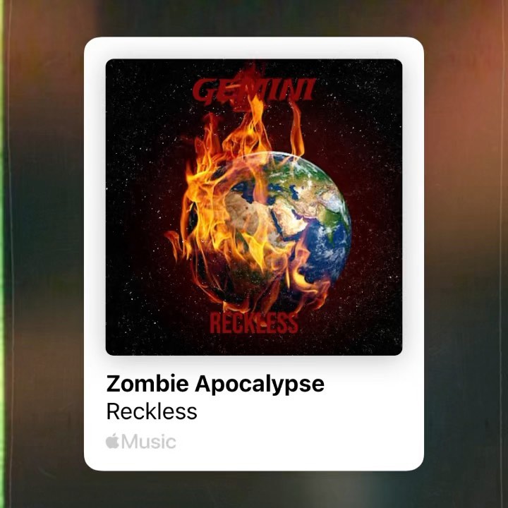 Instagram post by @recklessmusic16 for Interscope Records. Caption reads: Wait till u hear Zombie apocalypse 🧟‍♂️....