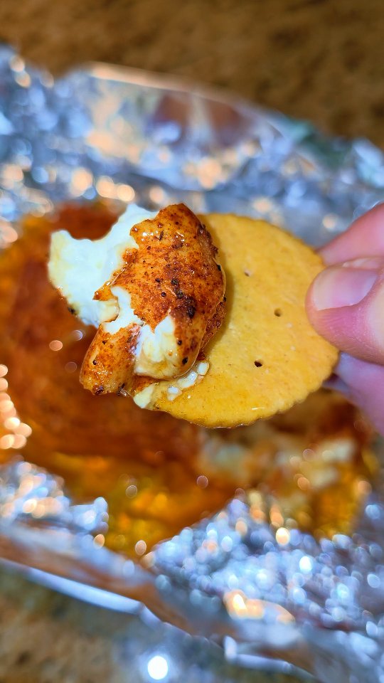 Instagram post by @beard_b_que_etx for Heath Riles BBQ. Caption reads: Hot Honey Peach Smoked Cream....