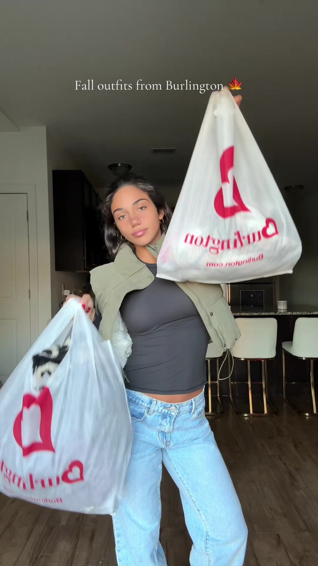 TikTok post by @antoniagorgaa for Burlington. Caption reads: [...] i’m lovingggg these fall outfits from....