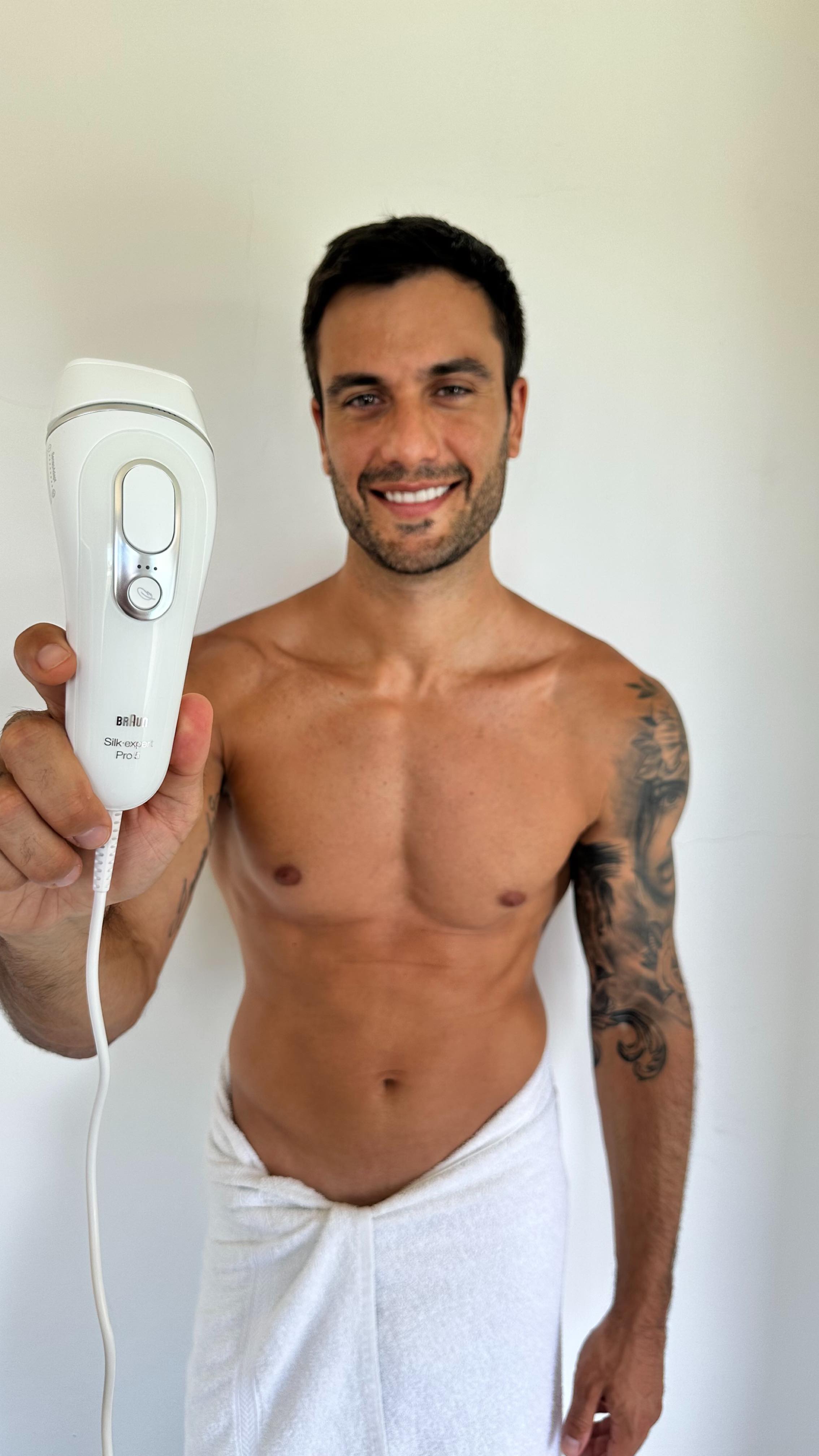 Instagram post by @pierpaolopretelliofficial for Braun Spain. Caption reads: Routine essenziale, risultati duraturi. Anche....