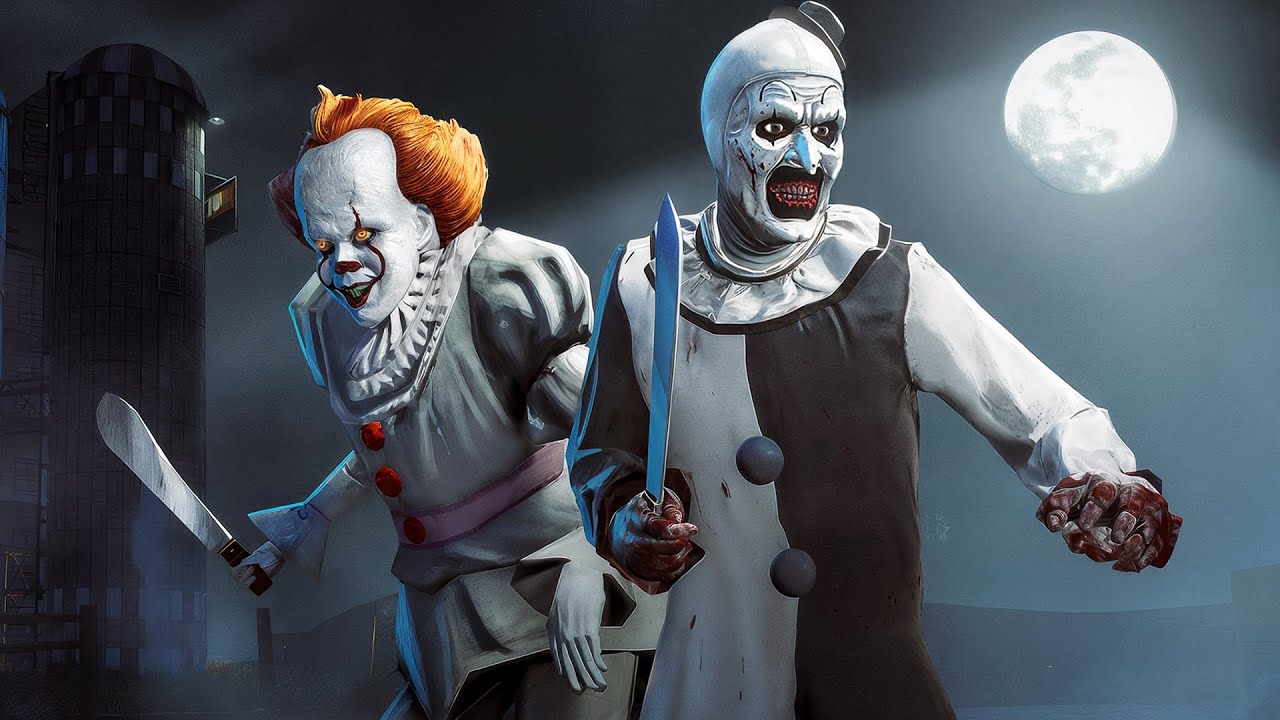 YouTube post by @Vadact for SteelSeries. Caption reads: Terrifier And Pennywise RAMPAGE in GTA 5 RP....