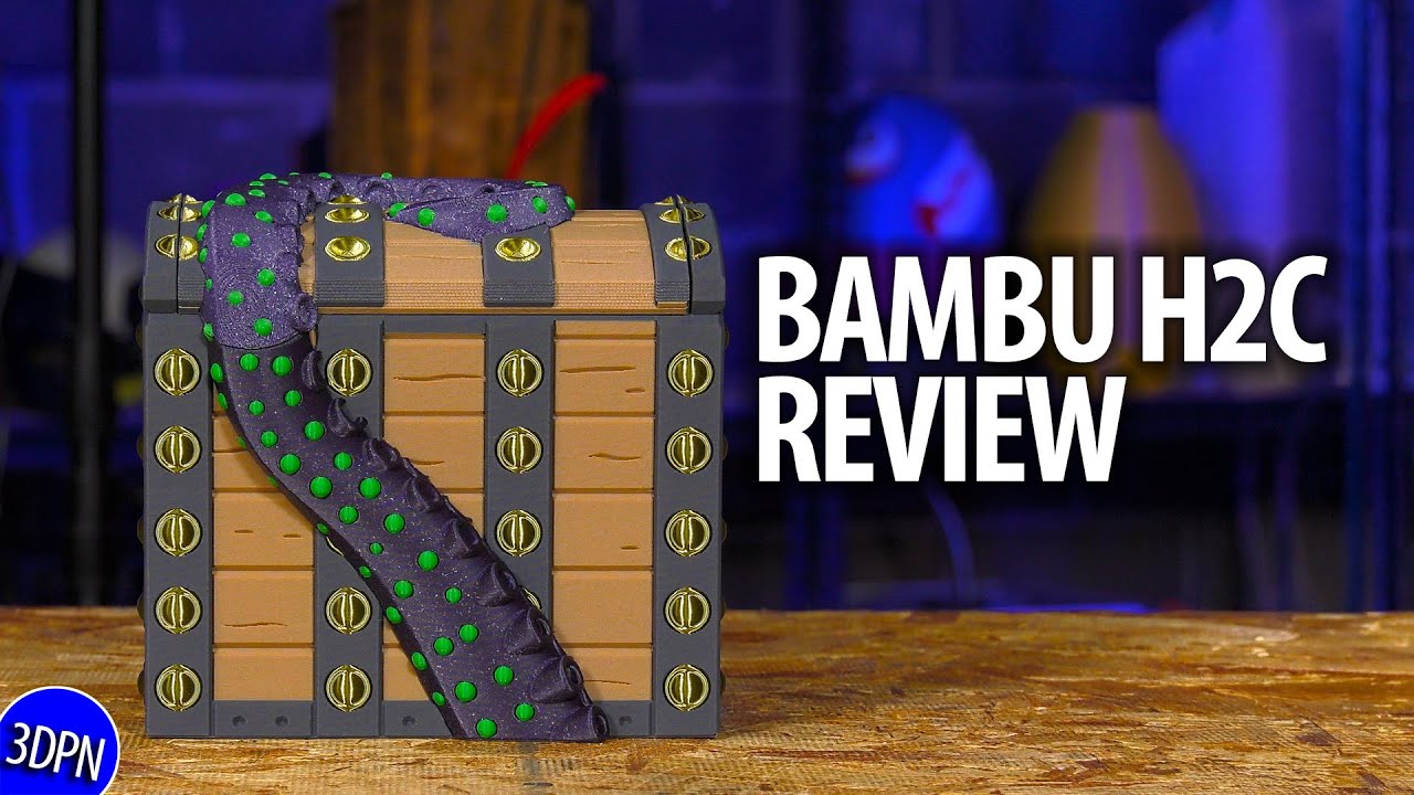 YouTube post by @3DPrintingNerd for PCBWay. Caption reads: My Review of the Bambu H2C + Vortek.