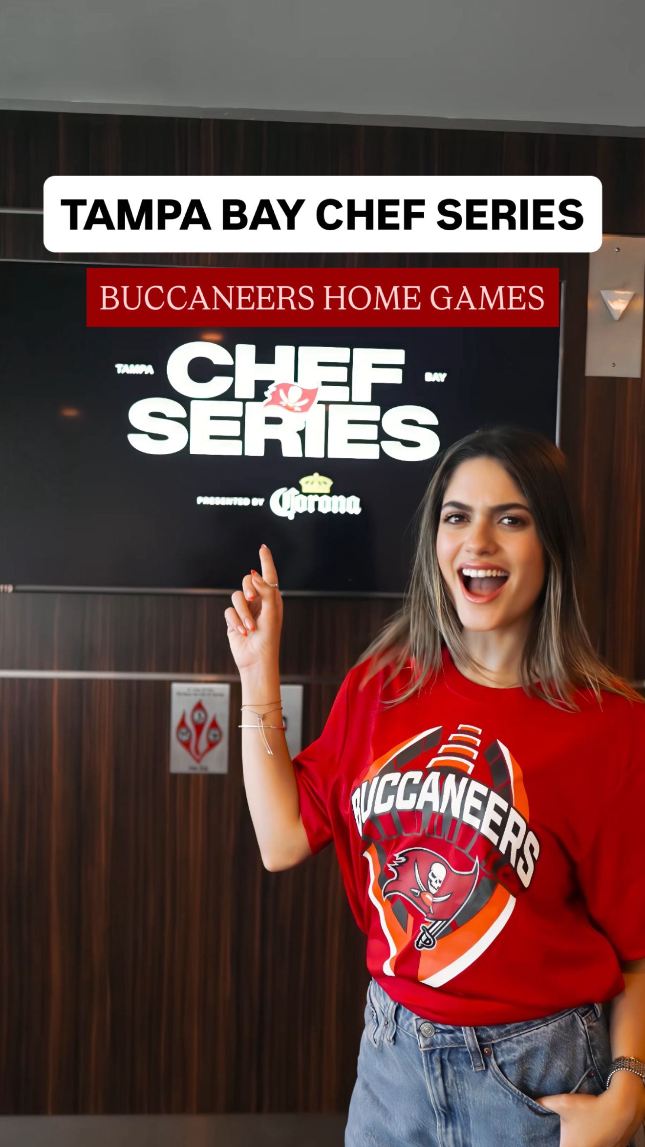 Instagram post by @foodbytiana for Corona USA. Caption reads: 2025 Tampa Bay Buccaneers Chef....