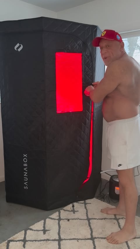 Instagram post by @markcolemanufc for SAUNABOX. Caption reads: [...] start. Now I can use it at home with....